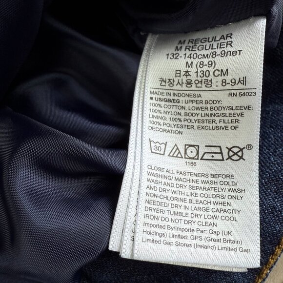 GAP Denim Puffer Jacket Boys M – Quilted Colorblock Denim & Nylon Retro Trucker - Picture 6 of 11